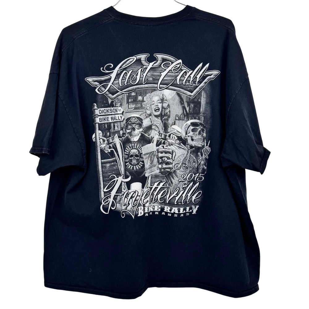 Black Last Call Fayetteville Arkansas Dickson Bike Rally Motorcycle T-Shirt 2015